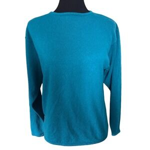 Vintage Country Shop Teal 100% Pure Cashmere Sweater, Large, Luxury Casual